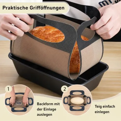 Kastenform für Brot, 2er Set, 25 x 15 x 6 cm, Karbonstahl, 2 Backmatten