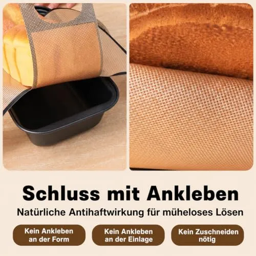 Kastenform für Brot, 2er Set, 25 x 15 x 6 cm, Karbonstahl, 2 Backmatten