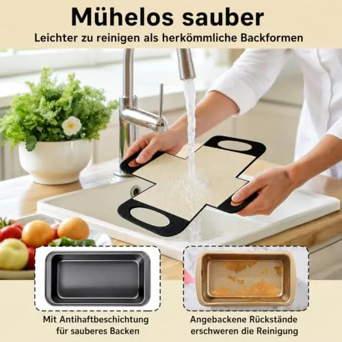Kastenform für Brot, 2er Set, 25 x 15 x 6 cm, Karbonstahl, 2 Backmatten
