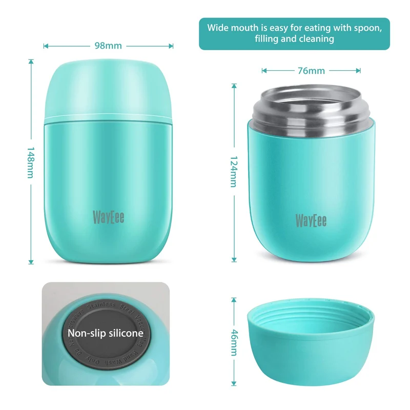 Thermobehälter für Essen 450ml, 710ml Thermobecher Essen Edelstahl Warmhaltebehälter mit Löffel Essensbehälter Speisegefäß Edelstahl für Suppen, Babybrei Warmhaltebox