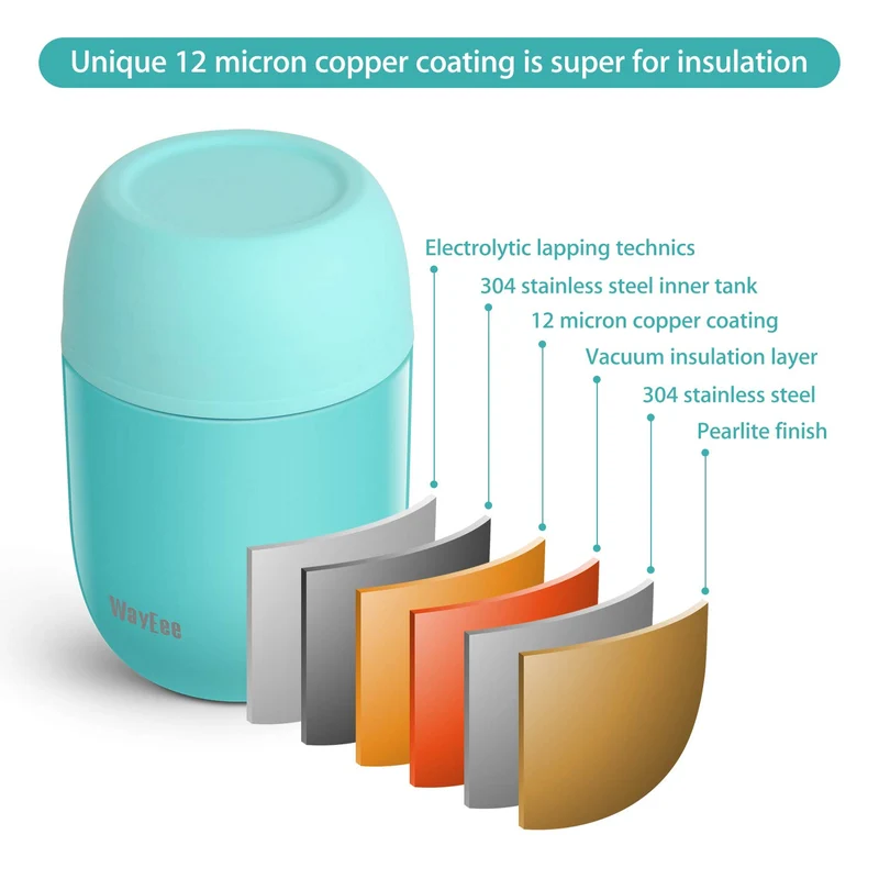 Thermobehälter für Essen 450ml, 710ml Thermobecher Essen Edelstahl Warmhaltebehälter mit Löffel Essensbehälter Speisegefäß Edelstahl für Suppen, Babybrei Warmhaltebox