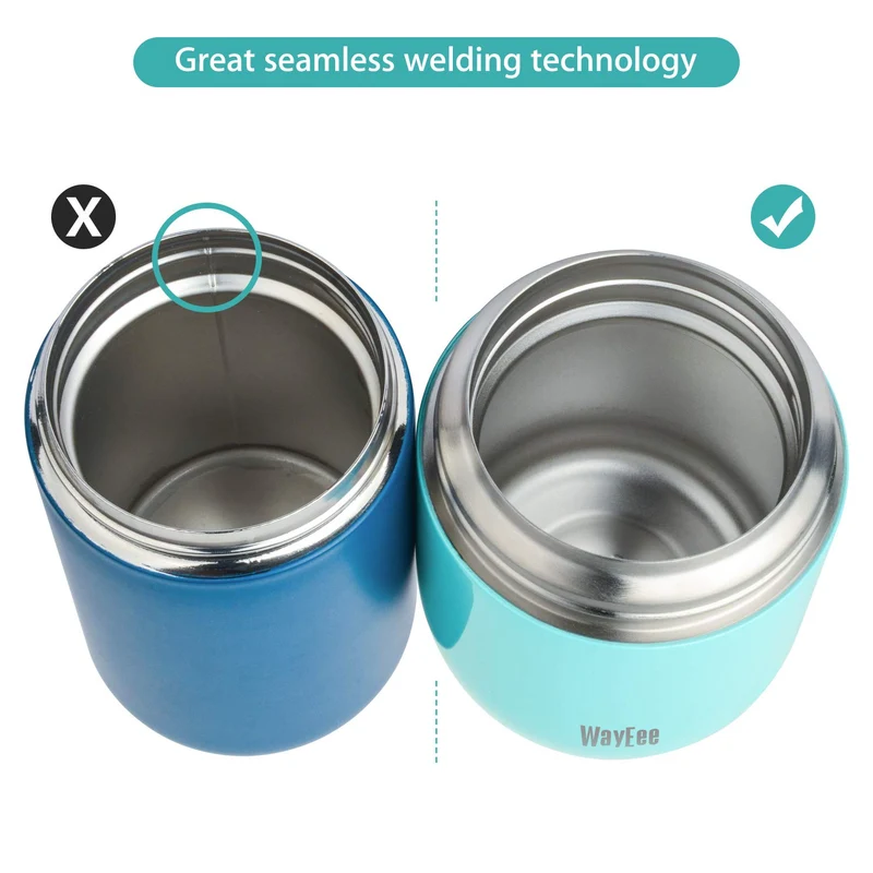 Thermobehälter für Essen 450ml, 710ml Thermobecher Essen Edelstahl Warmhaltebehälter mit Löffel Essensbehälter Speisegefäß Edelstahl für Suppen, Babybrei Warmhaltebox