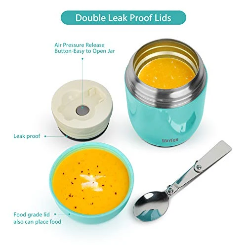 Thermobehälter für Essen 450ml, 710ml Thermobecher Essen Edelstahl Warmhaltebehälter mit Löffel Essensbehälter Speisegefäß Edelstahl für Suppen, Babybrei Warmhaltebox