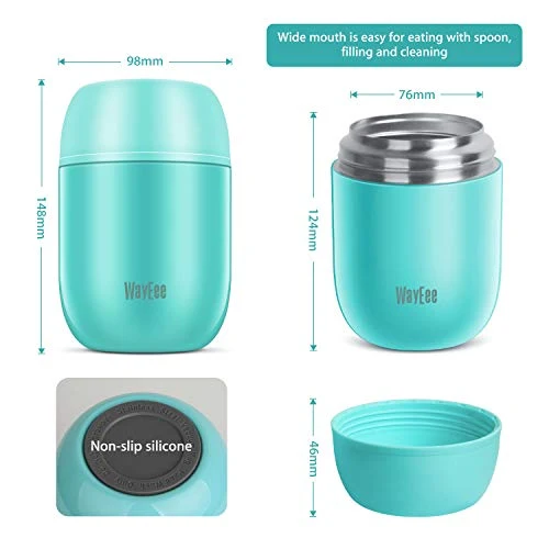 Thermobehälter für Essen 450ml, 710ml Thermobecher Essen Edelstahl Warmhaltebehälter mit Löffel Essensbehälter Speisegefäß Edelstahl für Suppen, Babybrei Warmhaltebox