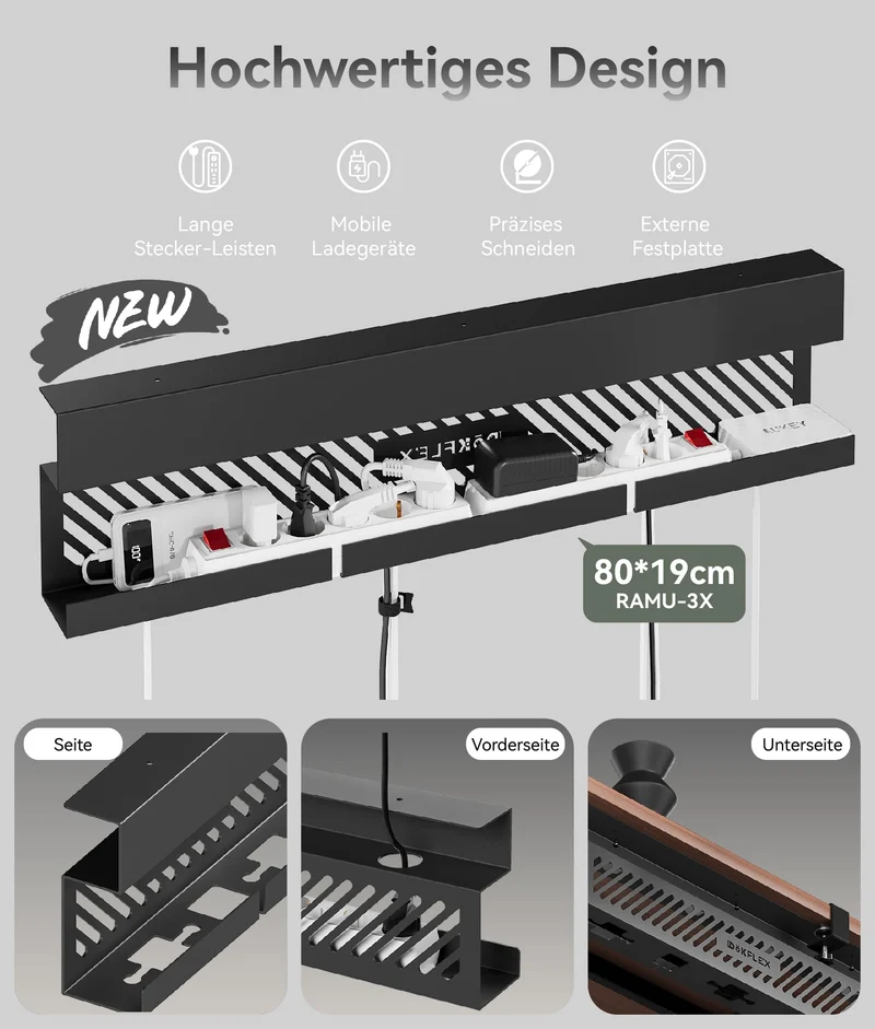DOKFLEX Kabelorganisation · Schwarz · 80cm · 1