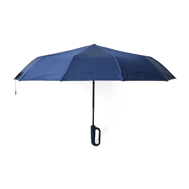 Sturmfester Regenschirm, C-Griff, Automatik, UV-Schutz UPF 30 (blockt 96,7 % UV-Strahlen), antikorrosiv, leicht (440 g), mit Aufbewahrungstasche, 23 Zoll, Marineblau