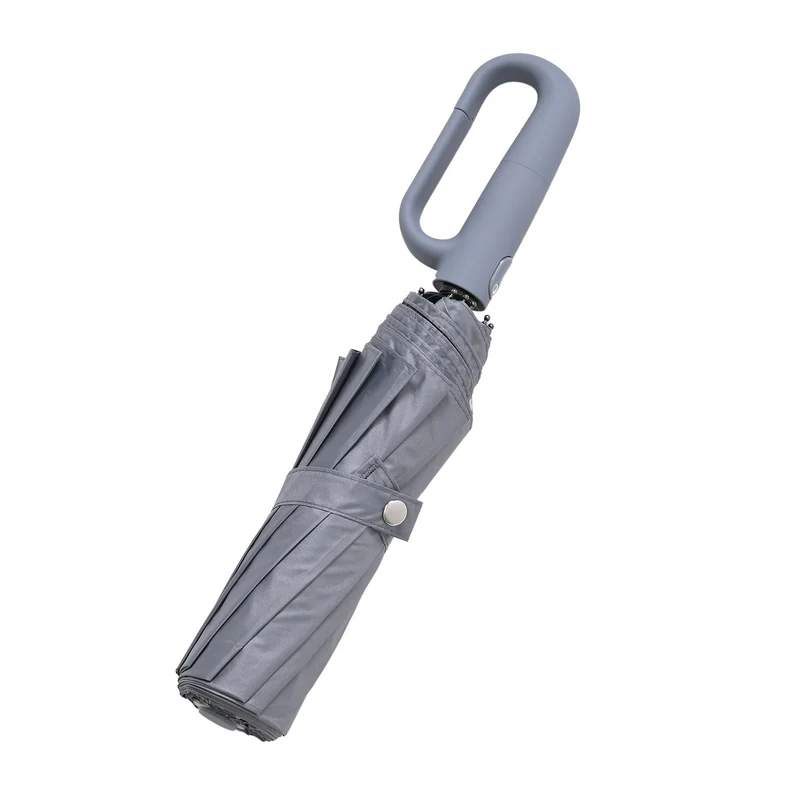 Sturmfester Regenschirm, C-Griff, Automatik, UV-Schutz UPF 30 (blockt 96,7 % UV-Strahlen), antikorrosiv, leicht (440 g), mit Aufbewahrungstasche, 23 Zoll, Marineblau