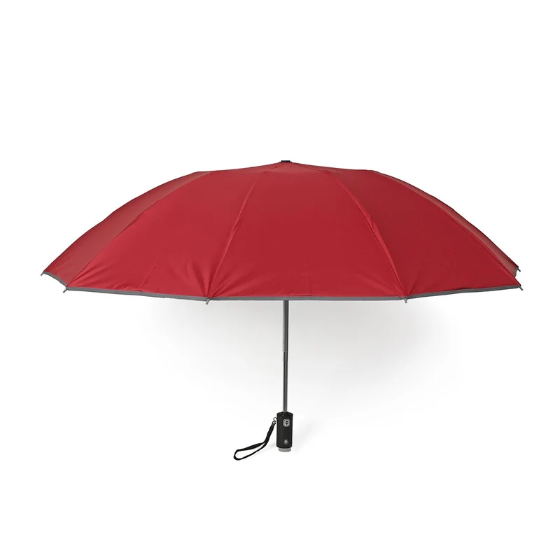 Sturmfester Regenschirm mit Aero-Aluminium-Gestell, vollautomatisch, reflektierend, Rückfaltung, ca. 105?cm, Schwarz