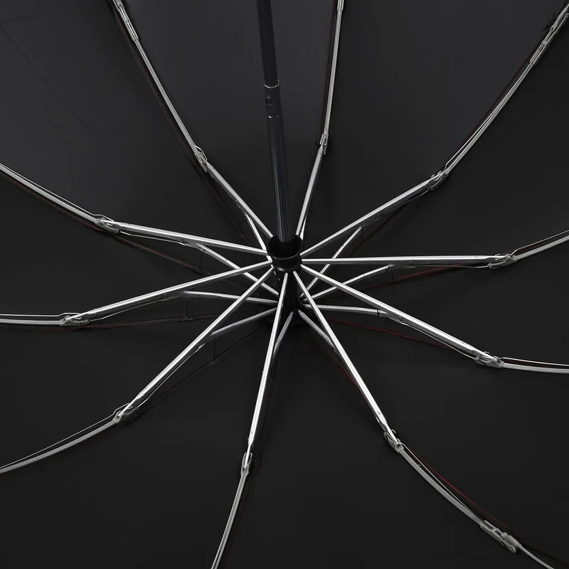 Sturmfester Regenschirm mit Aero-Aluminium-Gestell, vollautomatisch, reflektierend, Rückfaltung, ca. 105?cm, Schwarz
