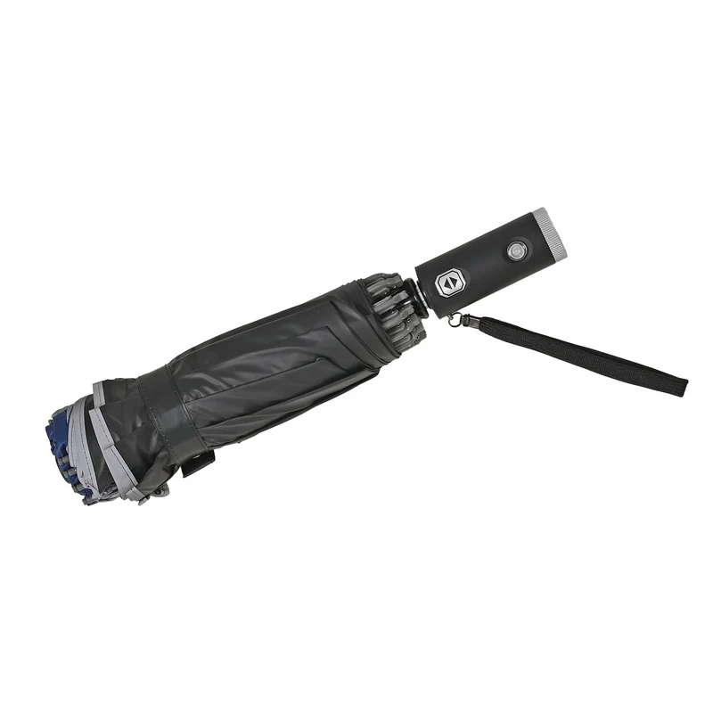 Sturmfester Regenschirm mit Aero-Aluminium-Gestell, vollautomatisch, reflektierend, Rückfaltung, ca. 105?cm, Schwarz