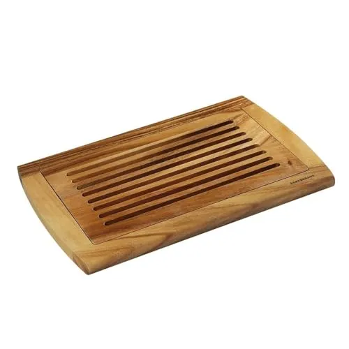 Zassenhaus Brotschneidebrett mit Einsatz aus Akazienholz in der Farbe Braun, Maße: 42cm x 28cm x 2cm, 055405