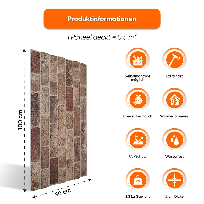 IZODEKOR Wandverkleidung Steinoptik Styropor 3D Wandpaneele - Verblender Steinoptik für Küche, Badezimmer, Balkon, Schlafzimmer, Wohnzimmer, Küchenrückwand und Teras | Bauerhausstil