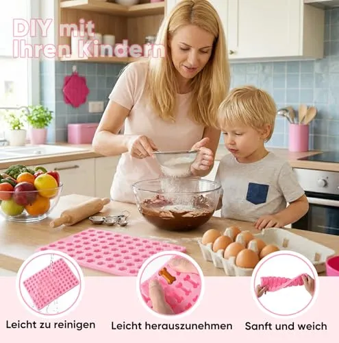 3er Set Silikon Backmatten für Hundekekse – BPA-frei, rutschfest, mit Knochen-, Pfoten- & runden Formen, inkl. Teigschaber & Backpinsel für DIY Hundeleckerlis