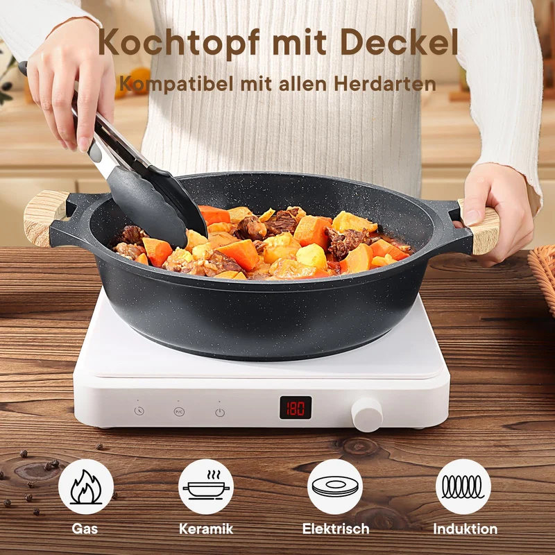 GiPP 5.6L Antihaft-Suppentopf mit Deckel, 32 cm großer, ungiftiger Suppentopf zum Kochen, Schmortöpfe mit Antihaft-Keramikbeschichtung, Antihaft-Kochtopf, kompatibel mit allen Herdarten