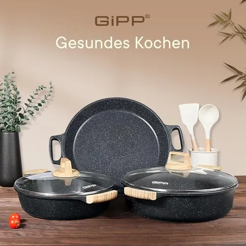 GiPP 5.6L Antihaft-Suppentopf mit Deckel, 32 cm großer, ungiftiger Suppentopf zum Kochen, Schmortöpfe mit Antihaft-Keramikbeschichtung, Antihaft-Kochtopf, kompatibel mit allen Herdarten