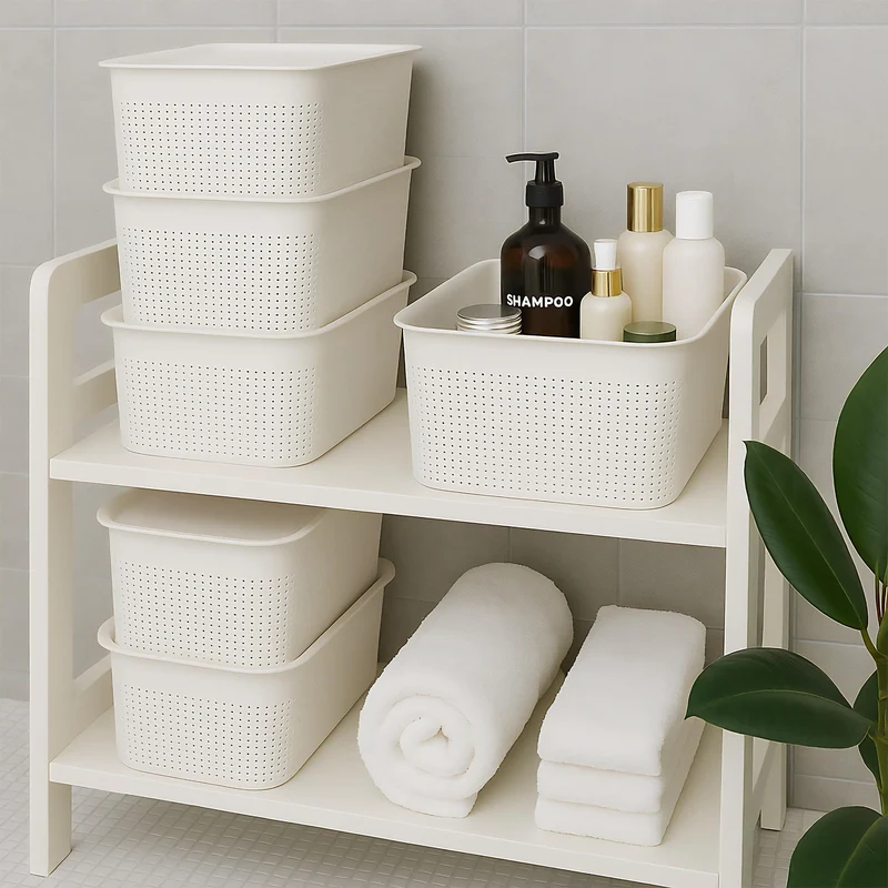 Relaxdays Aufbewahrungsbox 6er Set, mit Deckel, Organizer-Box 5 L, HBT: 13x26,5x19 cm, Stapelbox Kunststoff, Farbwahl
