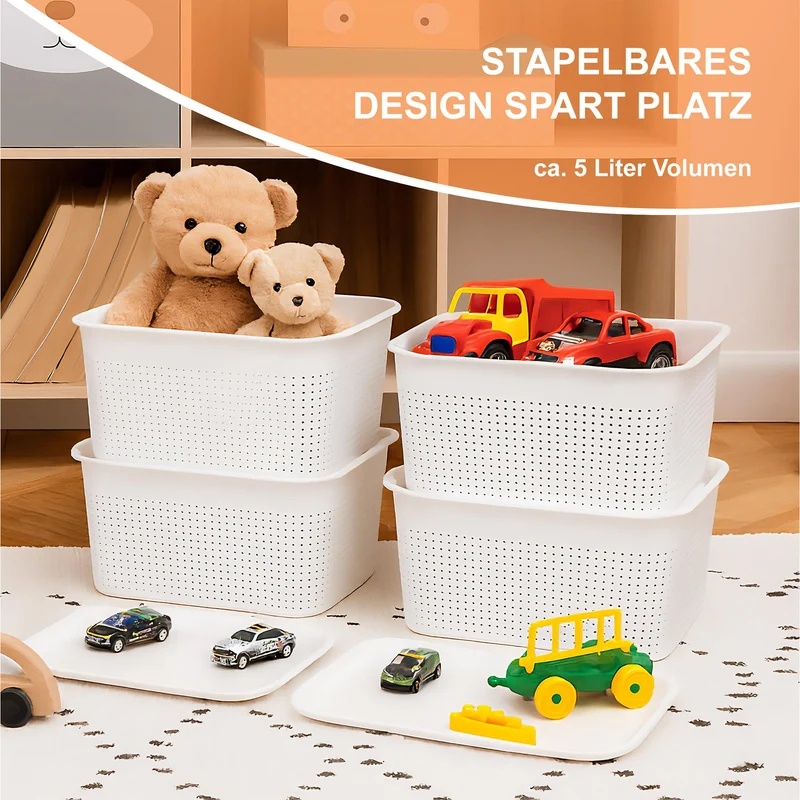Relaxdays Aufbewahrungsbox 6er Set, mit Deckel, Organizer-Box 5 L, HBT: 13x26,5x19 cm, Stapelbox Kunststoff, Farbwahl