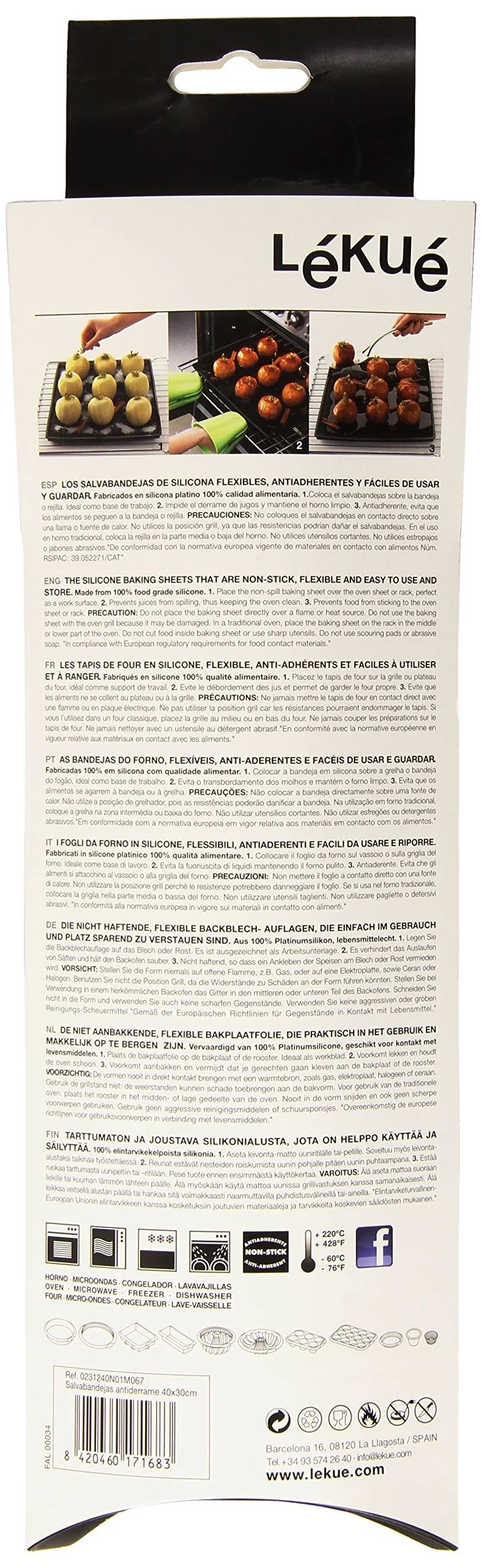 Lékué CLASSIC, Backblech-Auflage mit Auslaufschutz 30 x 4, Silikon, einzeln, Schwarz