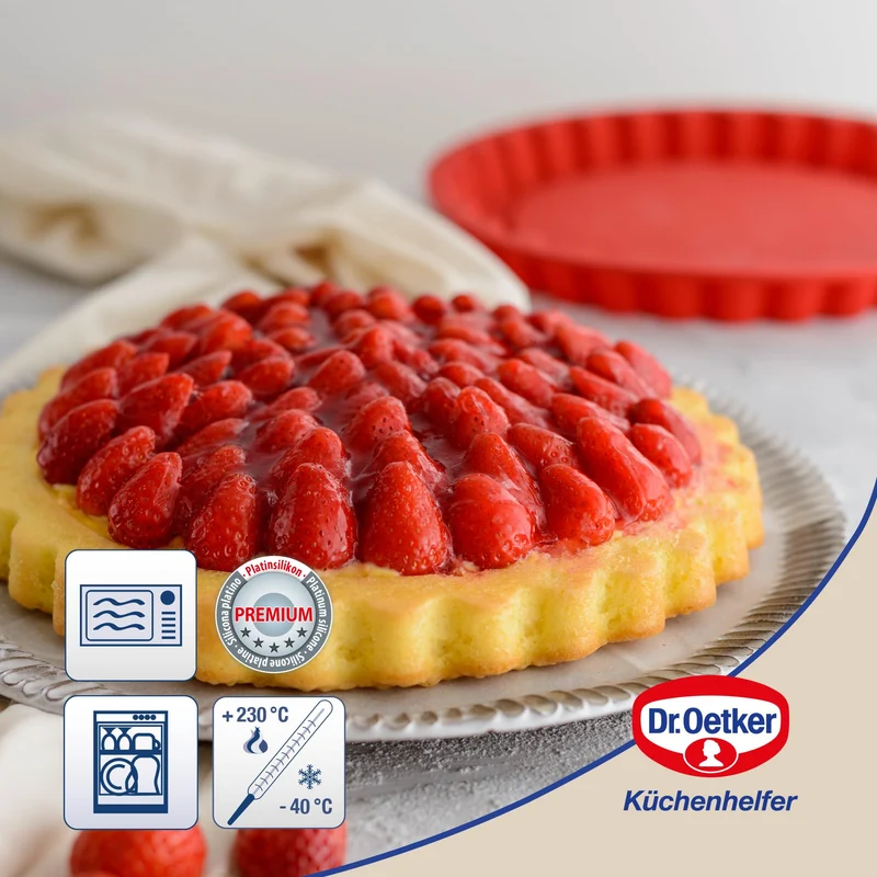Dr. Oetker Silikon-Obstkuchenform Flexxibel Love Ø28 cm – Backform aus Platinsilikon, vielseitig einsetzbar, ideal für kleine Kuchen, Eis & Desserts