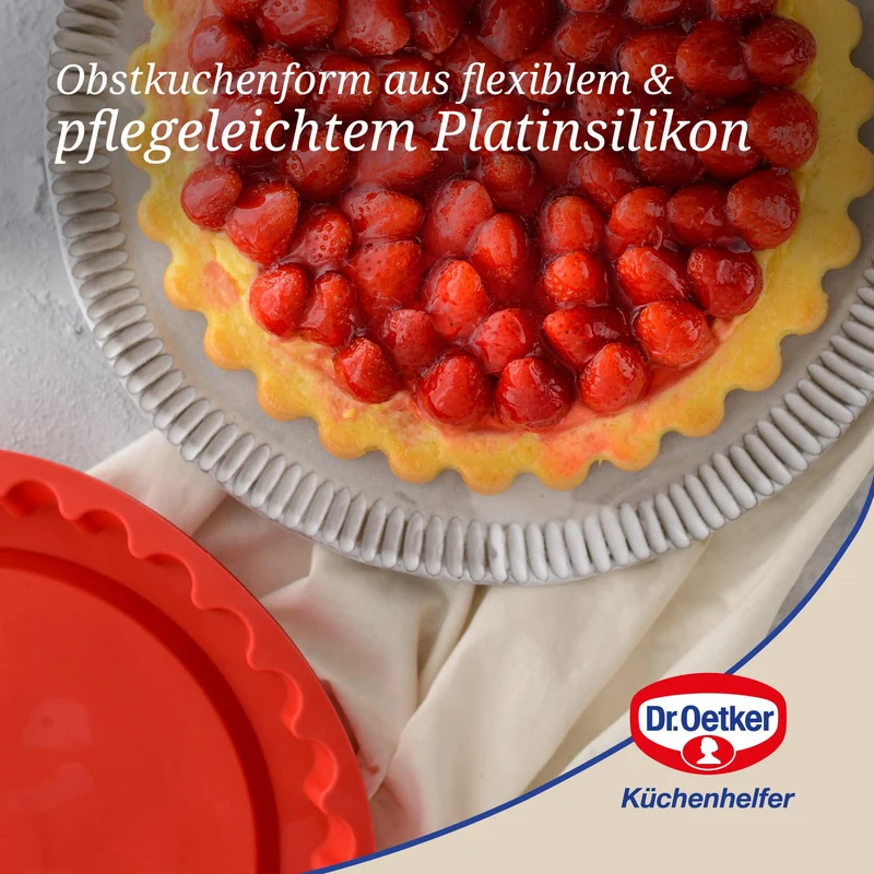 Dr. Oetker Silikon-Obstkuchenform Flexxibel Love Ø28 cm – Backform aus Platinsilikon, vielseitig einsetzbar, ideal für kleine Kuchen, Eis & Desserts