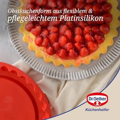 Dr. Oetker Silikon-Obstkuchenform Flexxibel Love Ø28 cm – Backform aus Platinsilikon, vielseitig einsetzbar, ideal für kleine Kuchen, Eis & Desserts