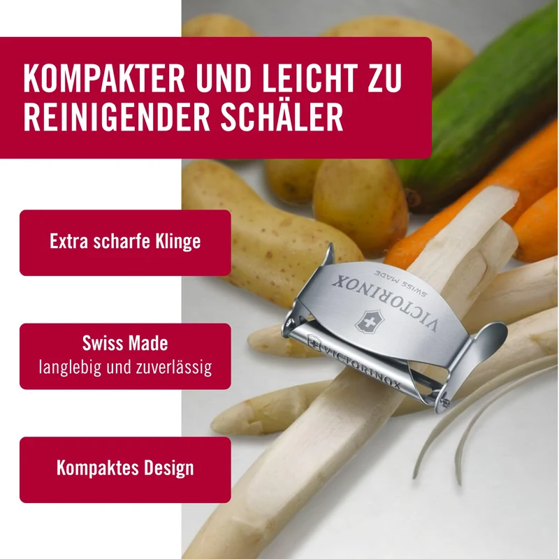 Victorinox Kleiner Sparschäler, Kartoffelschäler mit Extra Scharfer Klinge