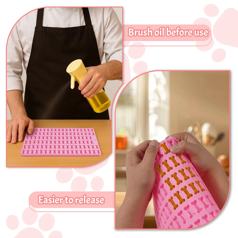 3 Stücke Backmatte Hundekekse, Leicht Zu Reinigende Backmatten Für Hundeleckerlies, Knochenform Klauenform Runde Form Diy-Haustier-Snacks, Schokolade, Kekse, Eiswürfel, Bpa-Frei