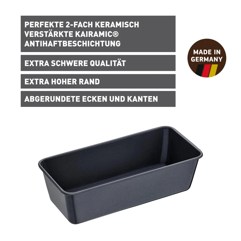 Original Kaiser La Forme Plus Backform Kastenform 30 cm, Brotbackform antihaftbeschichtet, Emailleboden, Kastenform Kuchen/ Brote, sauerteigbeständig, Schwarz