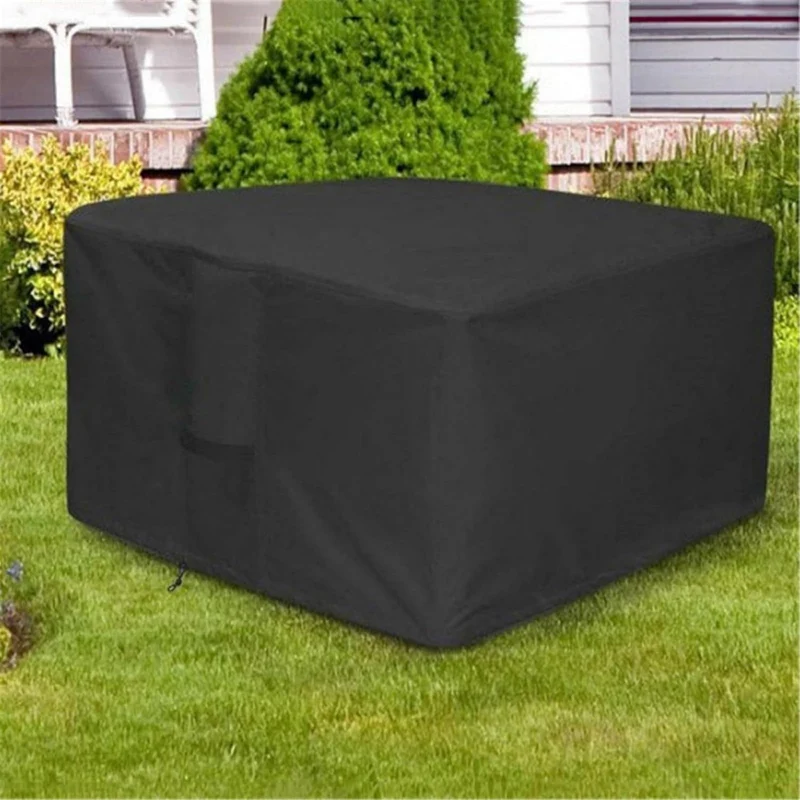 Feuerstelle Abdeckung Quadratisch - Premium Wasserdichte & Winddichte Schutzhülle Aus 420D Oxford Gewebe Für Gas-Feuertisch, Terrasse Und Gartenmöbel (92x92x61cm,Schwarz 420D)