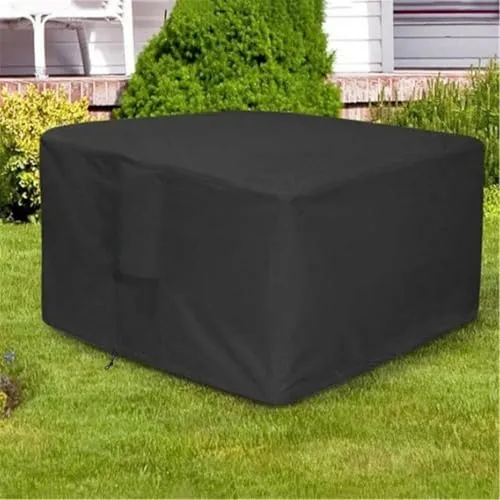 Feuerstelle Abdeckung Quadratisch - Premium Wasserdichte & Winddichte Schutzhülle Aus 420D Oxford Gewebe Für Gas-Feuertisch, Terrasse Und Gartenmöbel (92x92x61cm,Schwarz 420D)