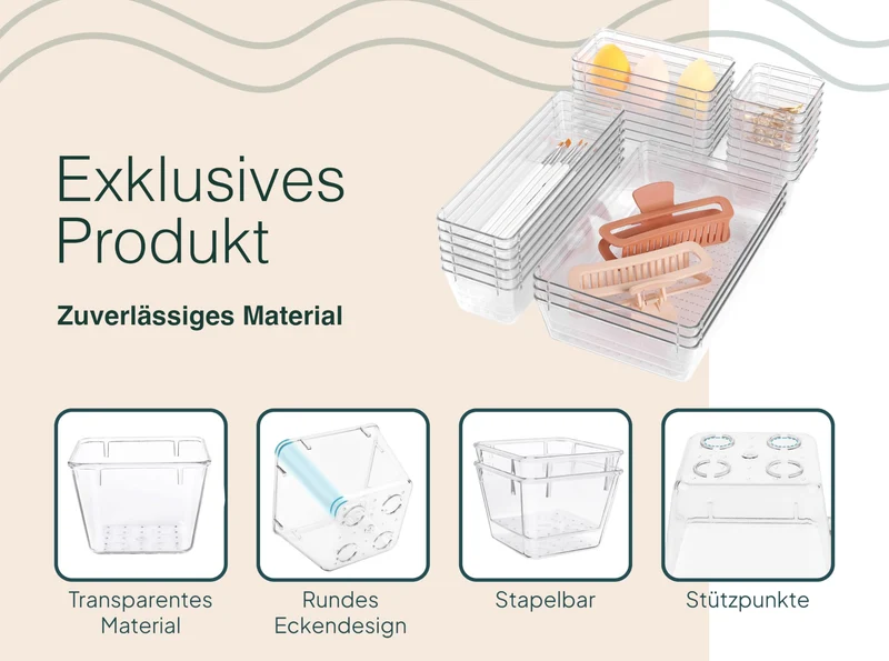 uandu Schreibtisch-Organizer · 17T x 24B x 17H cm · Durchsichtig