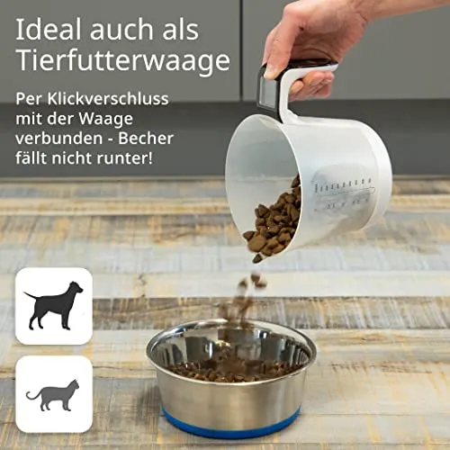 ADE Digitale Messbecher-Waage | Küchenwaage mit Messbecher zum Wiegen und Messen | Elektronische Messbecherwaage zum Backen und Kochen