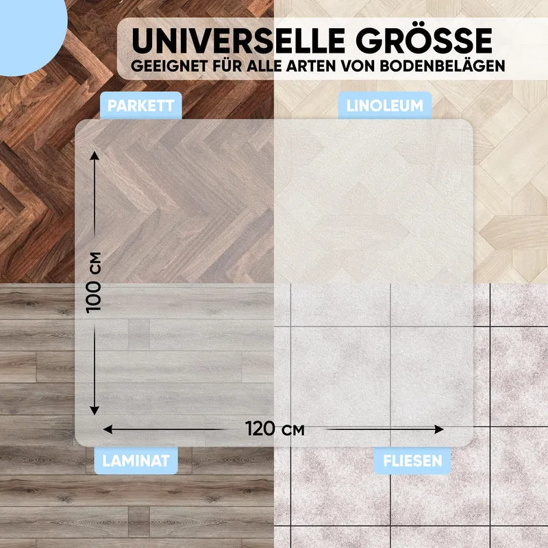 Björn&Schiller Bodenschutzmatte 100 x 120 cm Kratzschutz Schreibtischunterlage, Transparent, rutschfeste Bürostuhlunterlage, Bodenmatte, Stuhlunterlage, Stärke: 1,5 mm