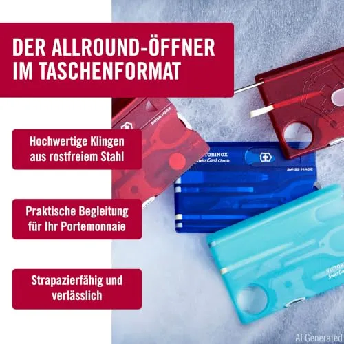 Victorinox Swiss Card Classic Multitool-Taschenmesser, 10 Funktionen, Blau