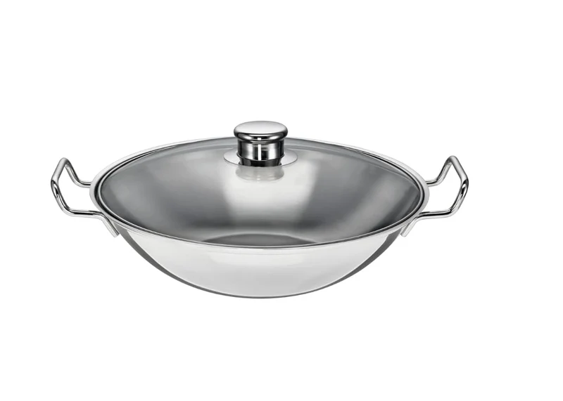Schulte-Ufer 6659-36 i Wok BO-lang, inkl. Zubehör, 36 cm, Edelstahl, Silber