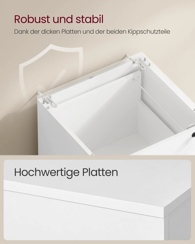 VASAGLE Aktenschrank, Büroschrank, mit 3 abschließbaren Schubladen