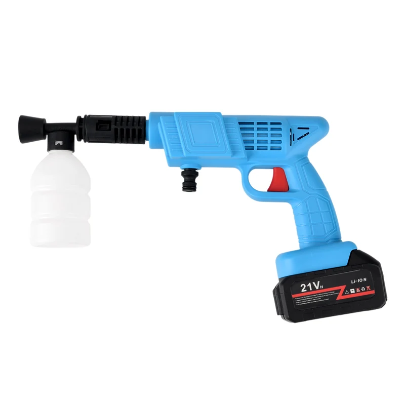 Kabelloser Akku-Hochdruckreiniger, 260 W, 2 Akkus je 6000 mAh, 5 m Wasserschlauch, Zubehör-Set, Blau