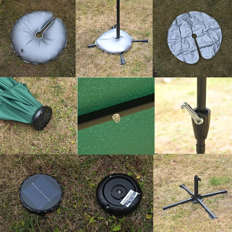Garten Sonnenschirm, Stahlgestell, 3 m, 6 Streben, Blau