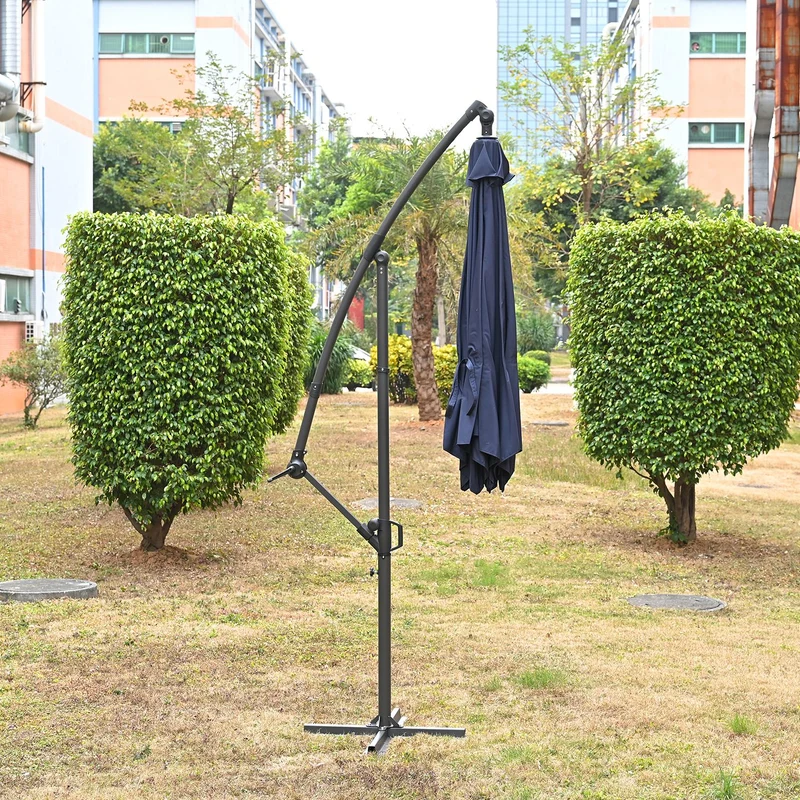 Garten Sonnenschirm, Stahlgestell, 3 m, 6 Streben, Blau