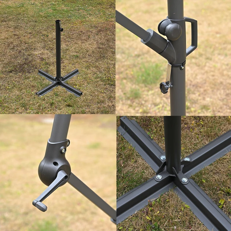 Garten Sonnenschirm, Stahlgestell, 3 m, 6 Streben, Blau