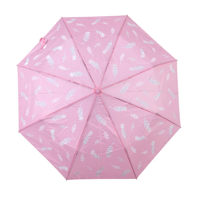Farbwechsel-Regenschirm mit Blumenmotiv, Durchmesser 103 cm, Länge 32 cm, Rosa