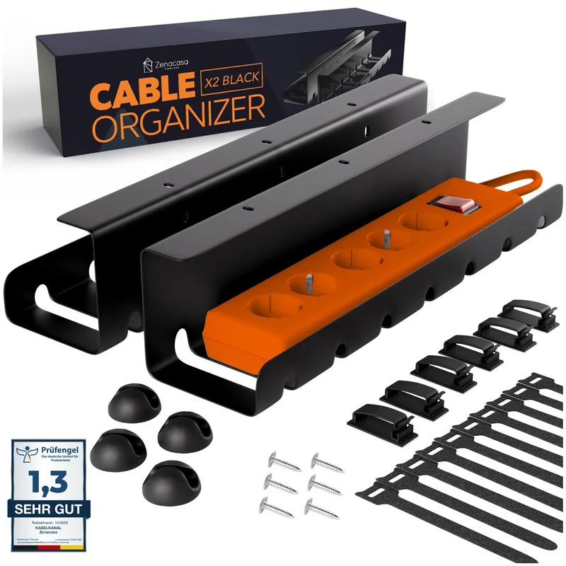 Zenacasa Kabelorganisation · 2er-Set · Schwarz