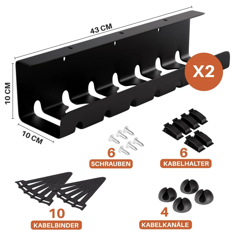 Zenacasa Kabelorganisation · 2er-Set · Schwarz