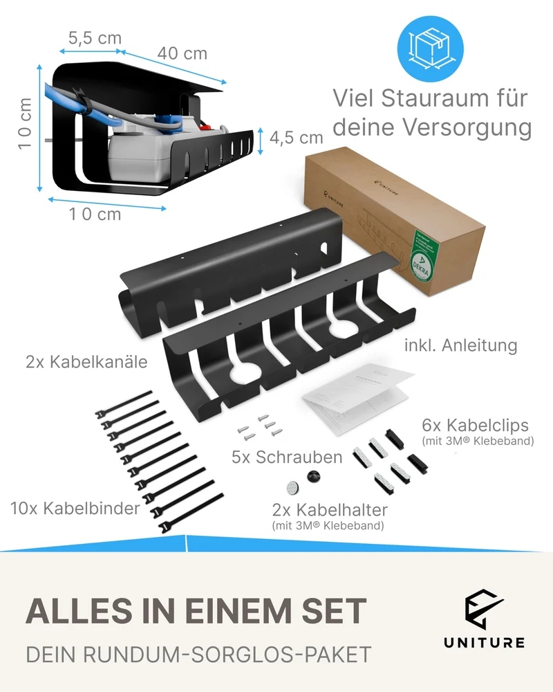 UNITURE Kabelorganisation · 2er Set - Schwarz