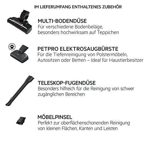 AEG QX6 2in1 Akku Staubsauger kabellos, Tierhaardüse, Grau, QX6-1-45AN