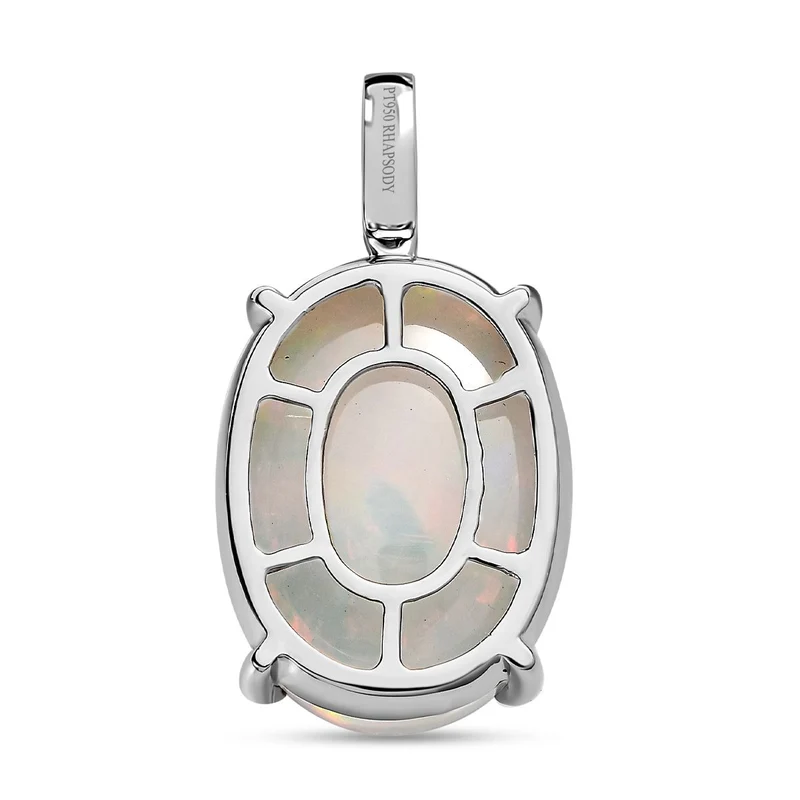 RHAPSODY AAAA Natürlicher, äthiopischer Welo Opal, Weißer Diamant Anhänger, 950 Platin, ca. 14.76 ct