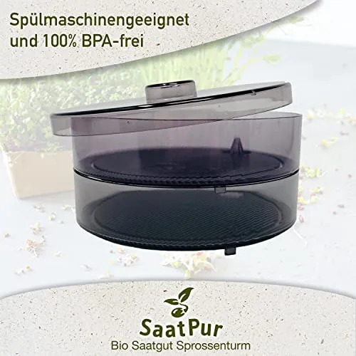 SaatPur® Keimsprossenbox Set 1 mit Einer Etagen als Sprossen Keimgerät: Sprossen Anzucht sowie Microgreens Anzuchtschalen. Keimbox, Keimschale, Keimschachtel, Sprossenbox, Sprossenhaus, Keimgerät