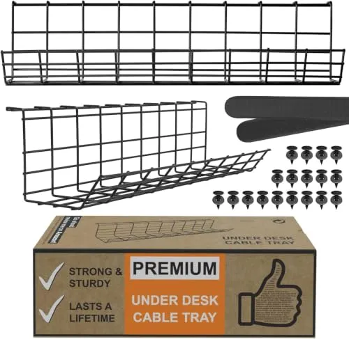 Scandinavian Hub Kabelorganisation · Metallgitter-Kabelwanne – Stahl Schwarz · 43cm (2-pack)