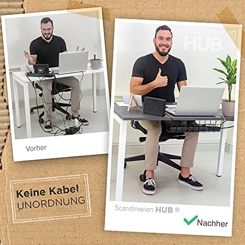 Scandinavian Hub Kabelorganisation · Metallgitter-Kabelwanne – Stahl Schwarz · 43cm (2-pack)