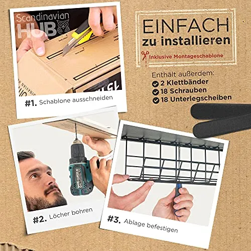 Scandinavian Hub Kabelorganisation · Metallgitter-Kabelwanne – Stahl Schwarz · 43cm (2-pack)